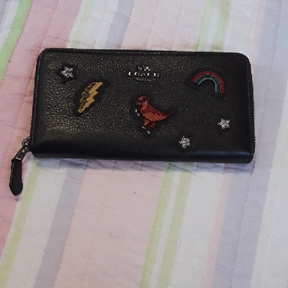 Coach Rare Beaded Rexy Large Wallet.